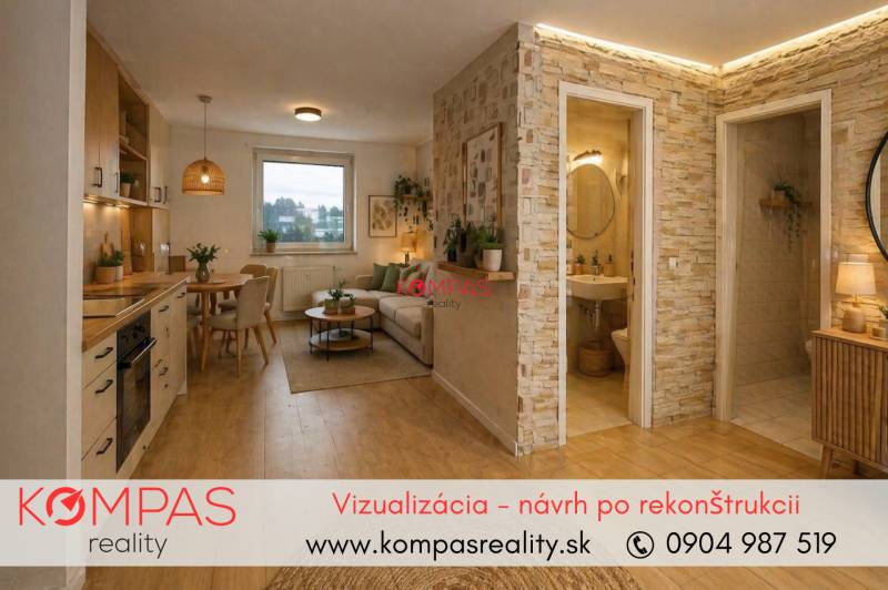 Vizualizácia kuchyňa s obývačkou 2